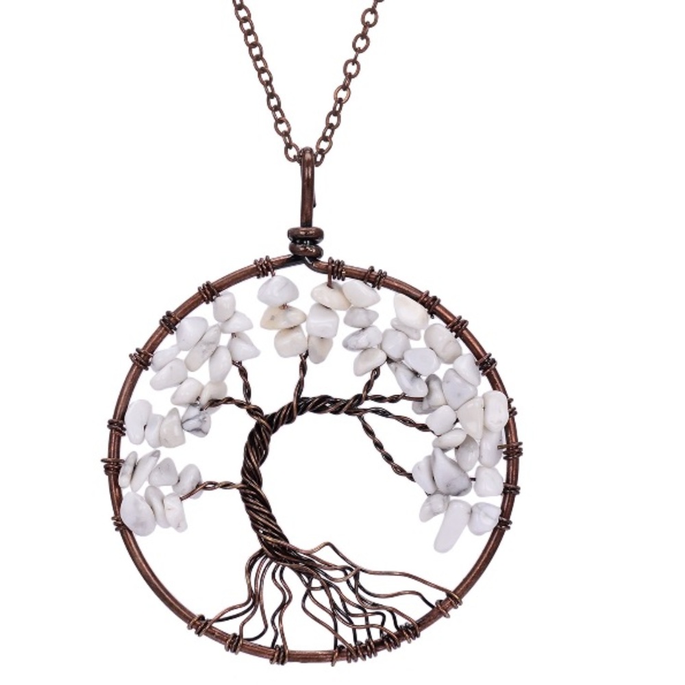 NEW Wire & White Turquoise Tree of Life Necklace